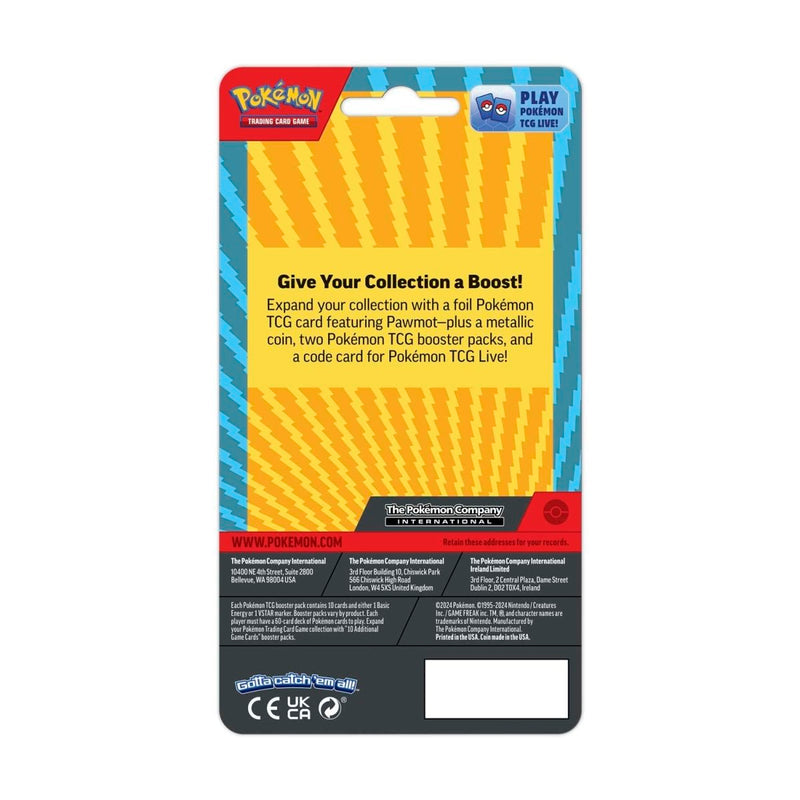 Pokemon TCG: Pawmot Card with 2 Booster Packs and Coin - Sealed Case of 36